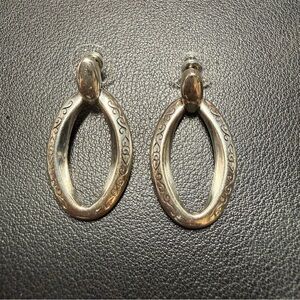 Brighton Embossed Oval Link Silver Tone Earrings